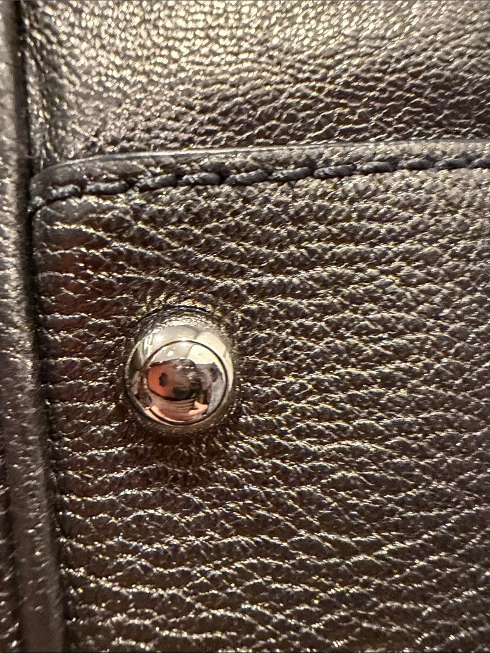 JP Tod's Vintage Mercer Metallic Leather Shoulder Studded Logo Bag